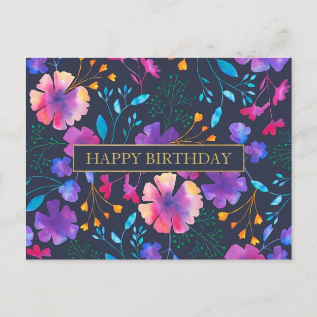 Personalised Message Colourful Floral Postcard (Front)