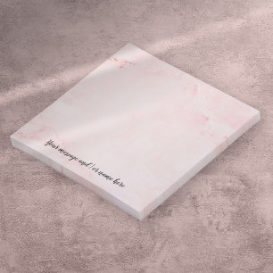 Personalised Message Elegant Script Pink Marble Post-it Notes
