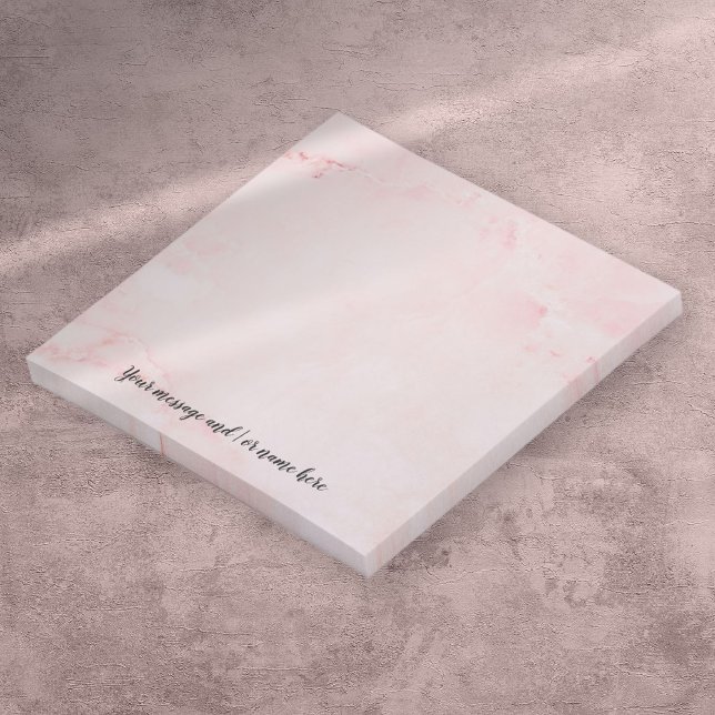 Personalised Message Elegant Script Pink Marble Post-it Notes (Personalized Message Elegant Script Pink Marble Post-it Notes)