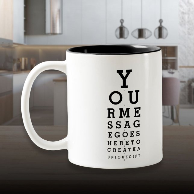 Personalised Message Fun Optician Chart  Two-Tone Coffee Mug (Personalized Message Fun Optician Chart Two-Tone Coffee Mug)