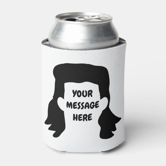 Personalised Message Funny Mullet Illustration Can Cooler (Can Front)