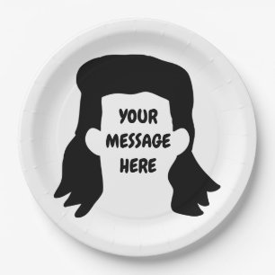 Personalised Message Funny Mullet Illustration Paper Plate