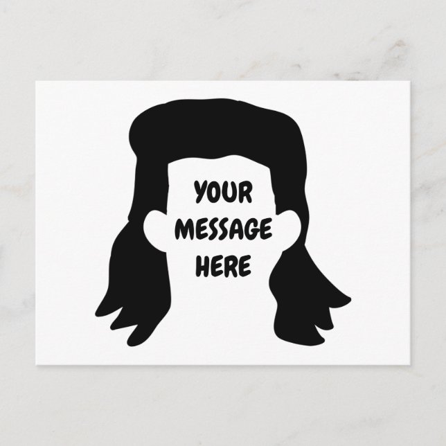 Personalised Message Funny Mullet Illustration Postcard (Front)