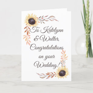 Personalised Message Sunflower Wedding Card