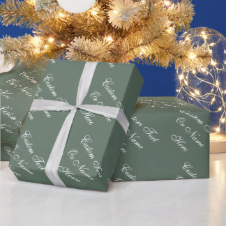 Personalised Message, Vintage-Inspired Sage Green Wrapping Paper