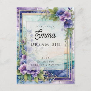 Personalised Message Watercolor Purple Floral Card