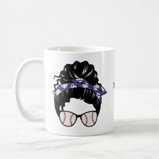 Personalised Messy Bun Baseball Mum Coffee Mug