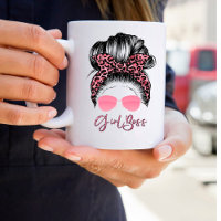Personalised Messy Bun Girl Boss Coffee Mug