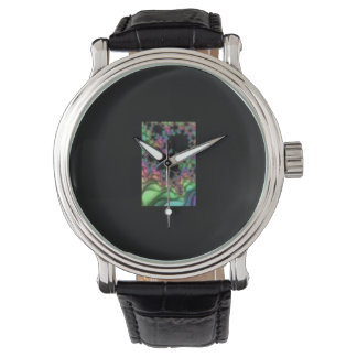 Personalised metal case watch and abstr art leathe