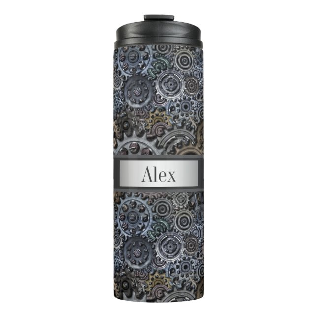 Personalised Metal Gear Design Thermal Tumbler (Front)