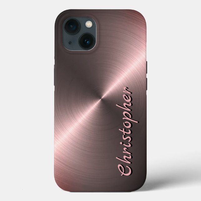 Personalised Metal titanium bronze Radial Texture Case-Mate iPhone Case (Back)