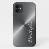 Personalised Metal titanium silver Radial Texture