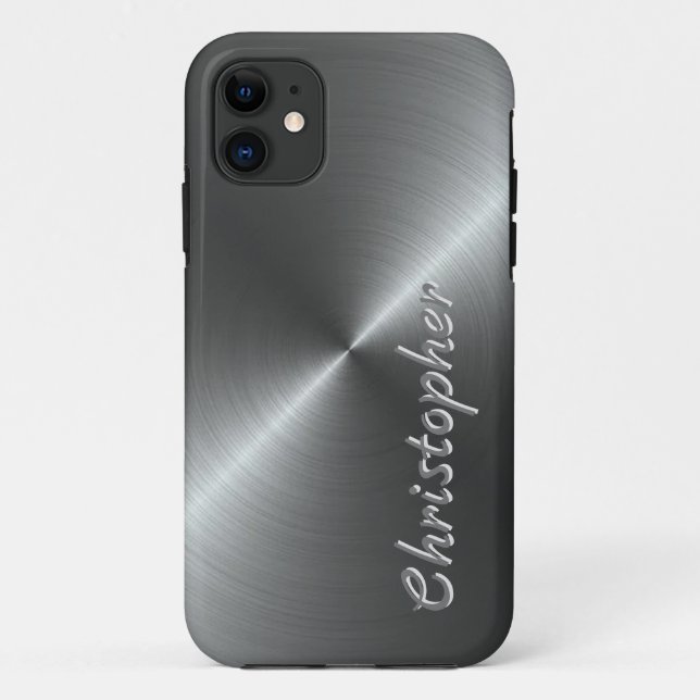 Personalised Metal titanium silver Radial Texture Case-Mate iPhone Case (Back)
