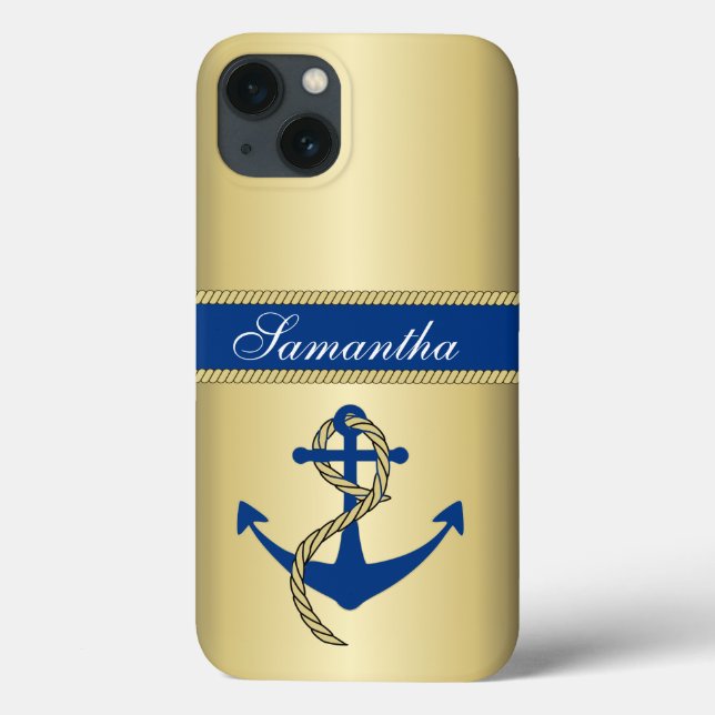 Personalised Metallic Gold Anchor Case-Mate iPhone Case (Back)