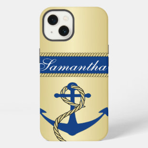 Personalised Metallic Gold Anchor iPhone 13 Case