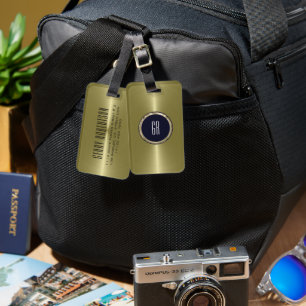Personalised Metallic Gold Stainless Steel Look Luggage Tag