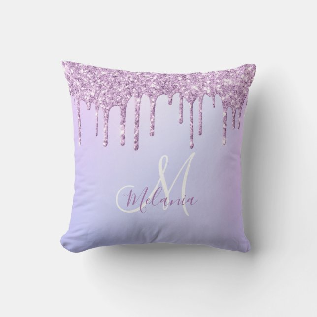 Personalised Metallic Purple Drip Lavender Pour    Cushion (Front)