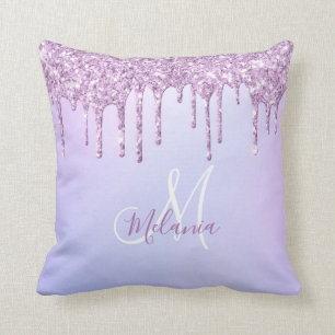Personalised Metallic Purple Drip Lavender Pour    Cushion