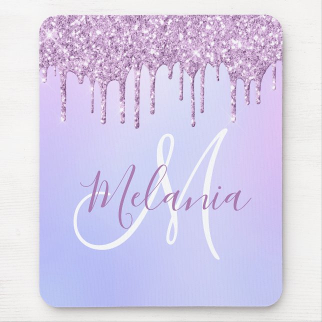 Personalised Metallic Purple Drip Lavender Pour Mouse Pad (Front)