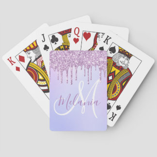 Personalised Metallic Purple Drip Lavender Pour Playing Cards