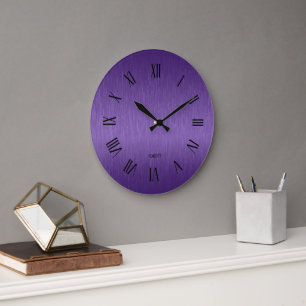 Personalised Metallic purple roman numerals Large Clock