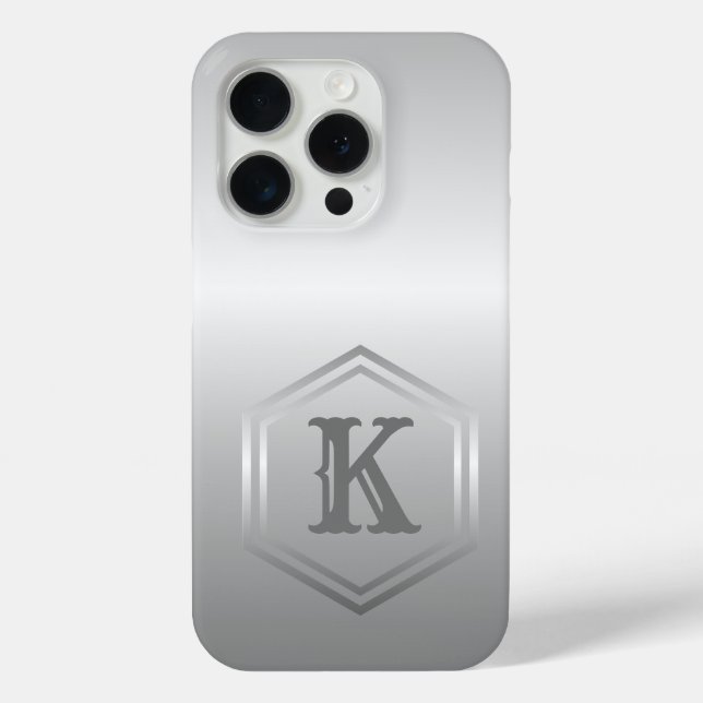 Personalised Metallic Silver Monogram Case-Mate iPhone Case (Back)
