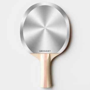Personalised metallic silver texture monogram ping pong paddle