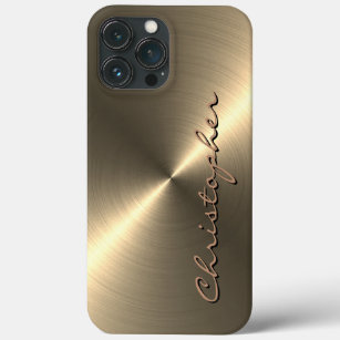 Personalised Metallic titanium Gold Radial Texture iPhone 13 Pro Max Case