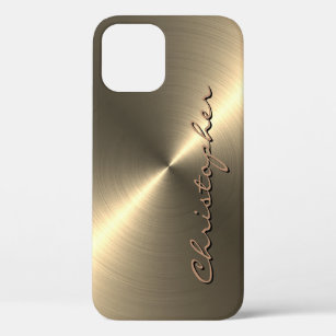 Personalised Metallic titanium Gold Radial Texture iPhone 12 Pro Case