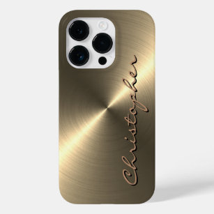 Personalised Metallic titanium Gold Radial Texture Case-Mate iPhone 14 Pro Case