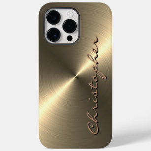Personalised Metallic titanium Gold Radial Texture Case-Mate iPhone 14 Pro Max Case