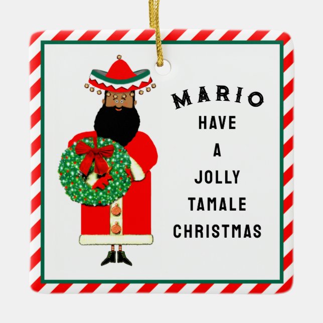 Personalised Mexican Christmas Gift Ceramic Ornament (Front)