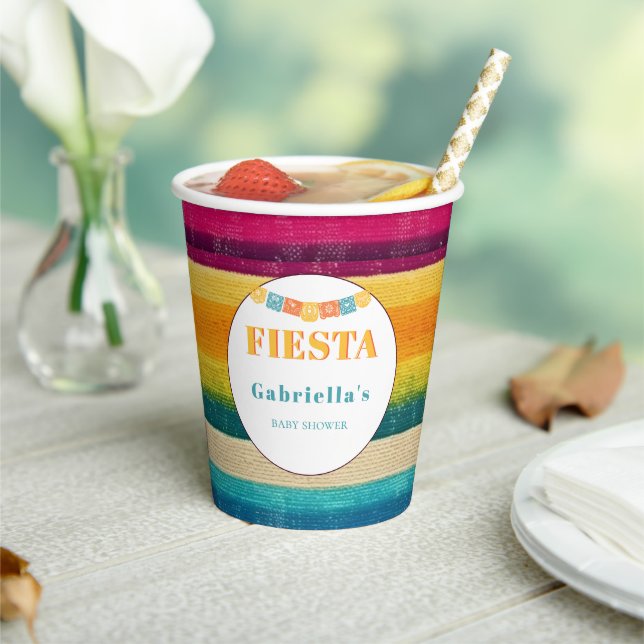 Personalised Mexican Fiesta Baby Shower Paper Cups (Insitu)