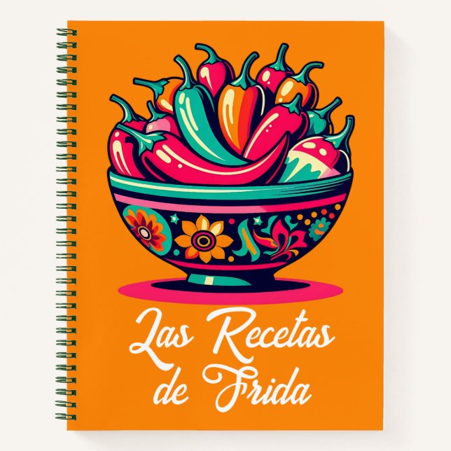 Personalised Mexican Pop Art Chiles Recipe Book (Front)