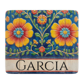 Personalised Mexican Tile Glass Cutting Board