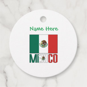 Personalised Mexico Flag  Favour Tags