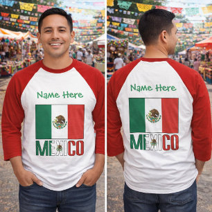 Personalised Mexico Flag Name Design Men’s  T-Shirt