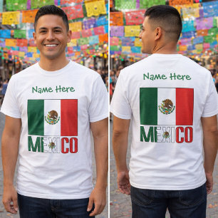 Personalised Mexico Flag Name Design Men's T-Shirt