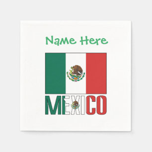 Personalised Mexico Flag Party Paper Napkin