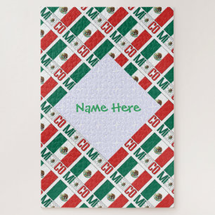 Personalised Mexico Flag Tiled Jigsaw Puzzle