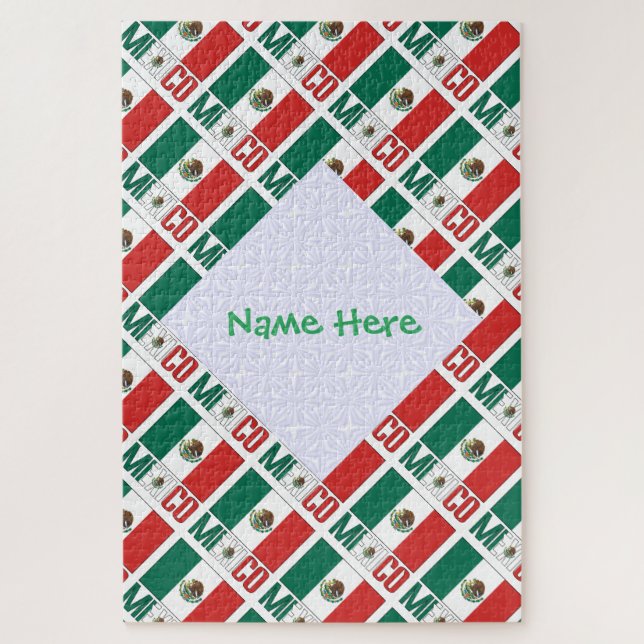 Personalised Mexico Flag Tiled Jigsaw Puzzle (Vertical)