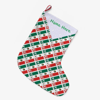 Personalised Mexico Flag Tiled Large Christmas Stocking