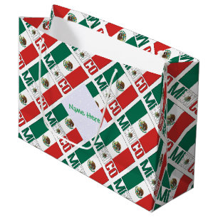 Personalised Mexico Flag Tiled Large Gift Bag
