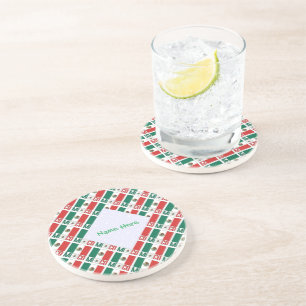 Personalised Mexico Flag Tiled Round Coaster