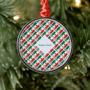 Personalised Mexico Flag Tiled Round Metal Ornament