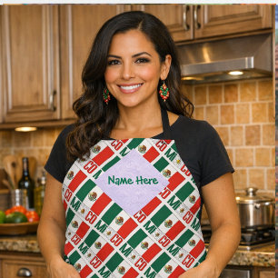 Personalised Mexico Tiled All Over Print  Apron