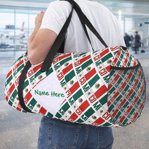 Personalised Mexico Tiled Flag Travel Duffle Bag