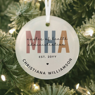 Personalised MHA Master of Health Administration Glass Tree Decoration