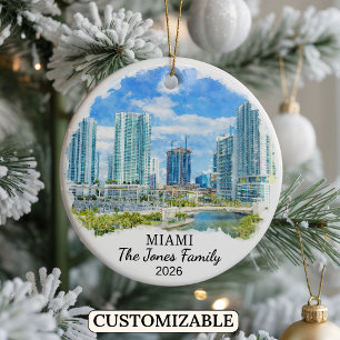 Personalised Miami Ornament, Custom Florida Ceramic Ornament