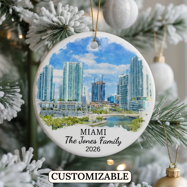 Personalised Miami Ornament, Custom Florida Ceramic Ornament (Creator Uploaded)